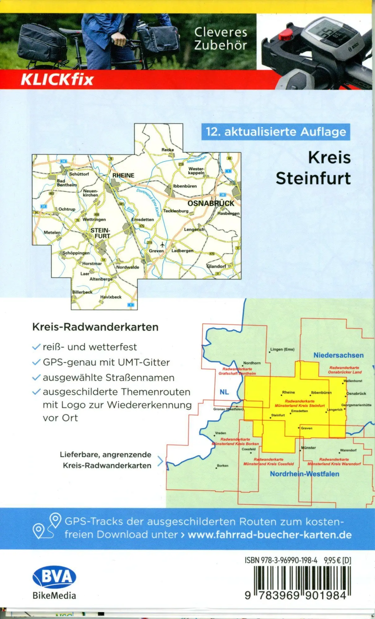 Bild: 9783969901984 | BVA Radwanderkarte Kreis Steinfurt mit Knotenpunkten 1:50.000 | 2024