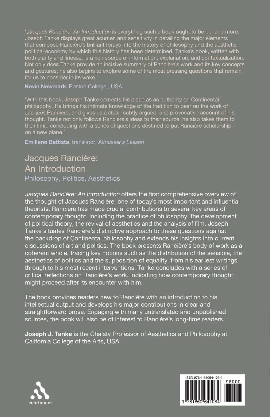 Rückseite: 9781441152084 | Jacques Ranciere | An Introduction | Joseph J. Tanke | Taschenbuch