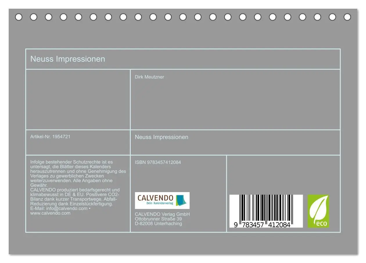 Bild: 9783457412084 | Neuss Impressionen (Tischkalender 2026 DIN A5 quer), CALVENDO...