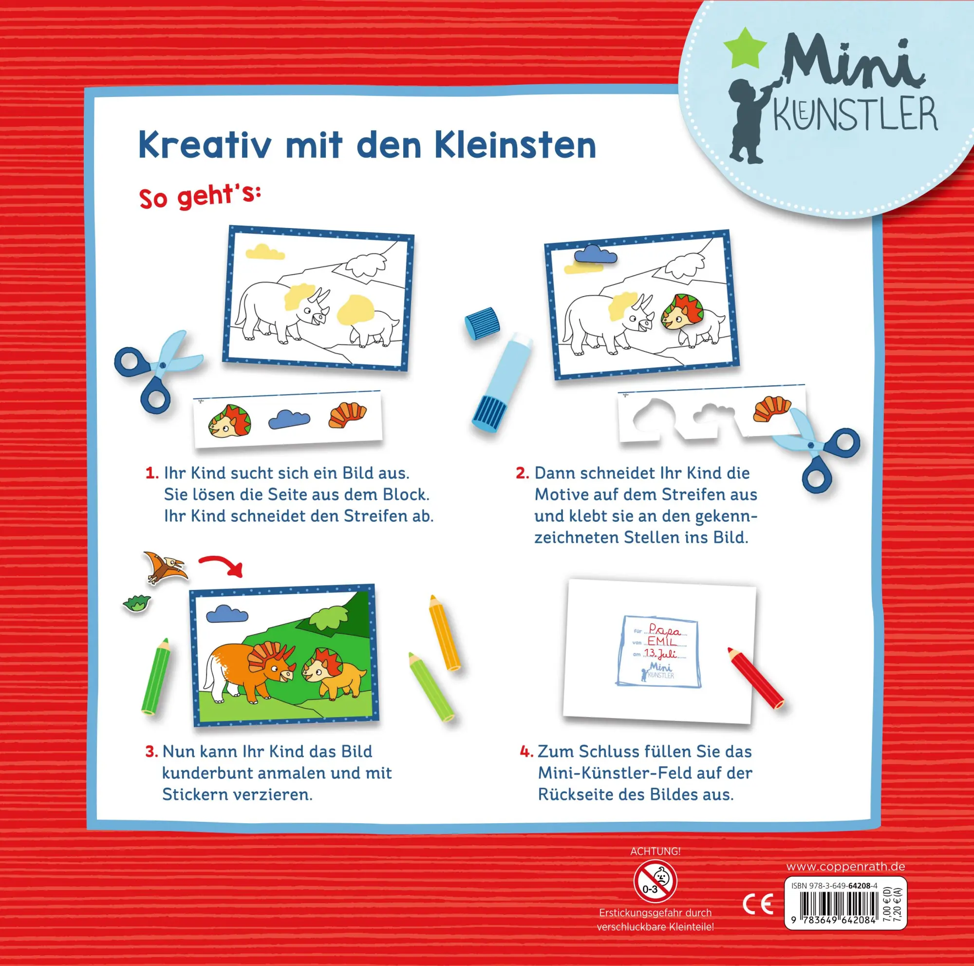 Rückseite: 9783649642084 | Mein bunter Dinosaurier-Bastelblock | Kristin Labuch | Taschenbuch