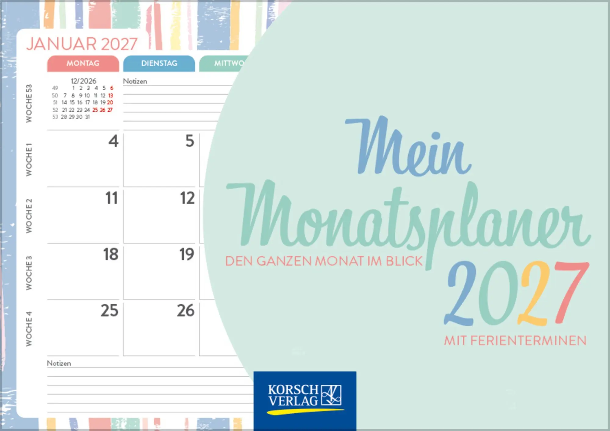 Cover: 9783819302084 | Mein Monatsplaner 2027 | Verlag Korsch | Kalender | 12 S. | Deutsch