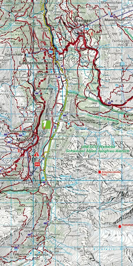 Bild: 9783259022184 | KuF Schweiz Wanderkarte 18 Jungfrau Region 1 : 60 000 | (Land-)Karte