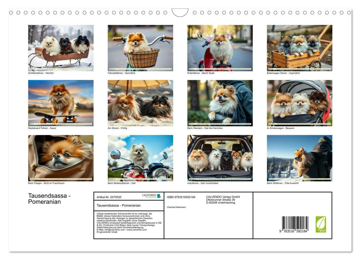 Bild: 9783516592184 | Tausendsassa - Pomeranian (Wandkalender 2026 DIN A3 quer), CALVENDO...
