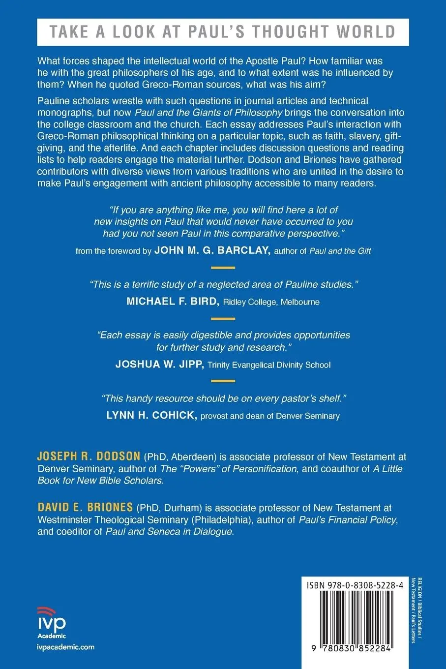 Rückseite: 9780830852284 | Paul and the Giants of Philosophy | Joseph R. Dodson (u. a.) | Buch