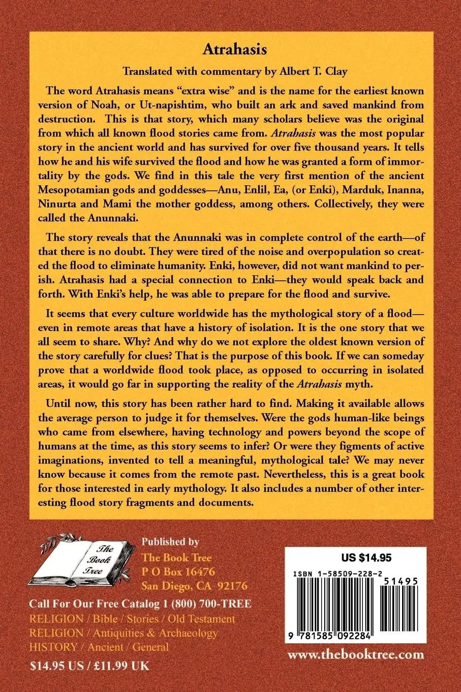 Rückseite: 9781585092284 | Atrahasis | An Ancient Hebrew Deluge Story | Albert T. Clay | Buch