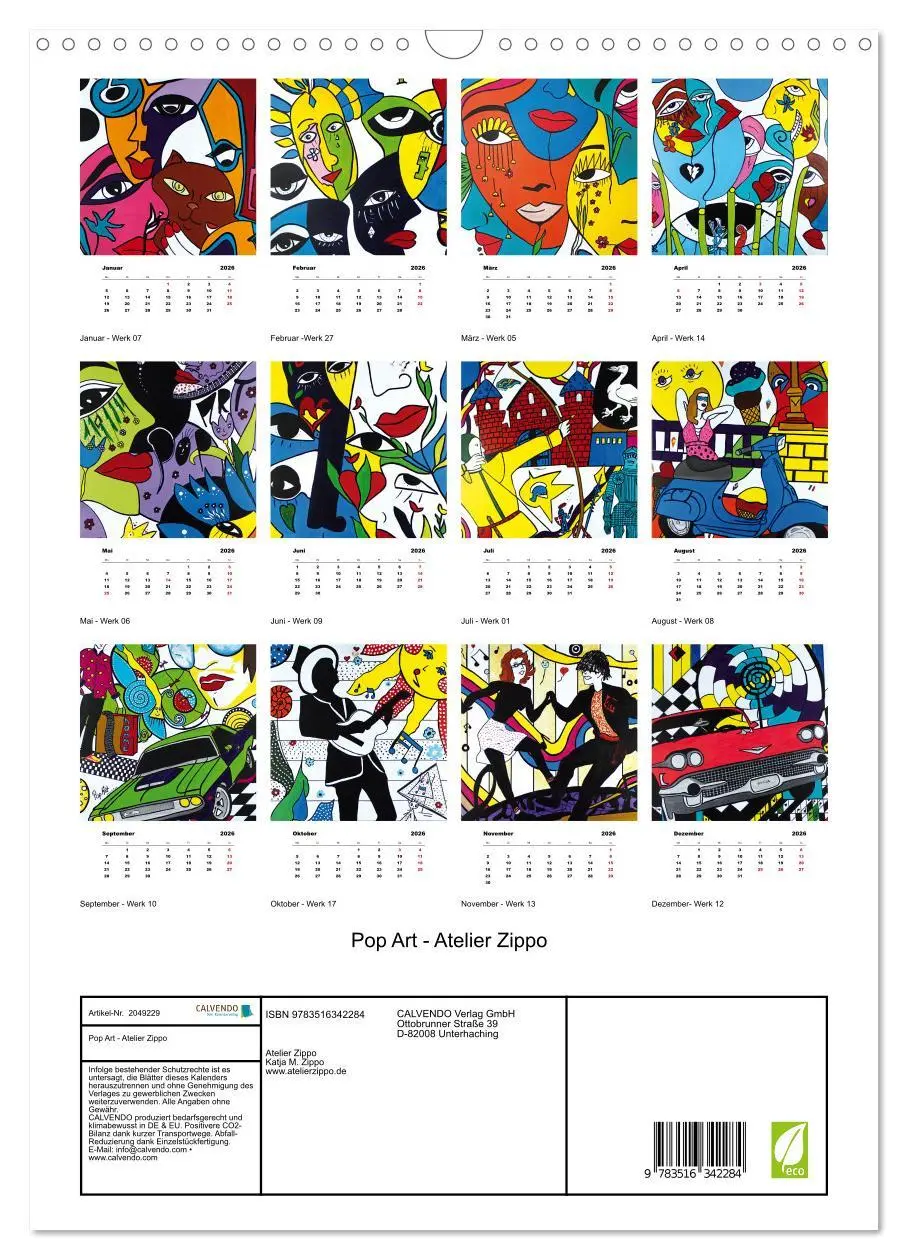 Bild: 9783516342284 | Pop Art - Atelier Zippo (Wandkalender 2026 DIN A3 hoch), CALVENDO...