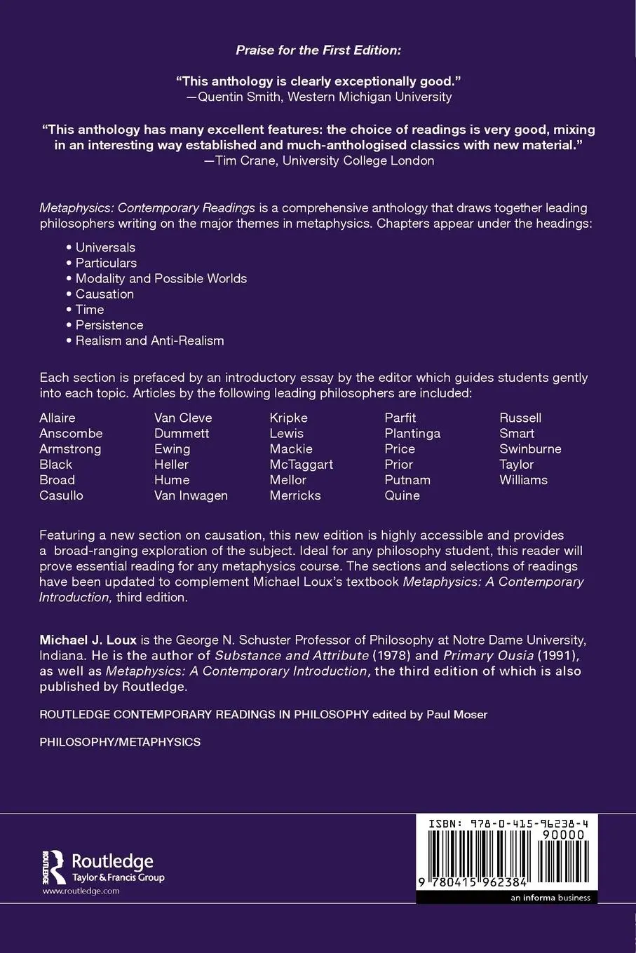 Rückseite: 9780415962384 | Metaphysics | Contemporary Readings : 2nd Edition | Michael Loux