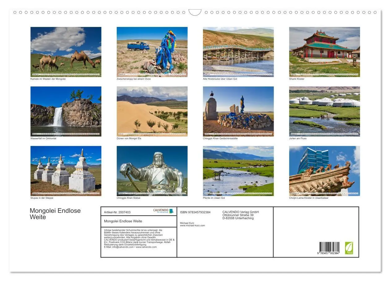 Bild: 9783457932384 | Mongolei Endlose Weite (Wandkalender 2026 DIN A2 quer), CALVENDO...