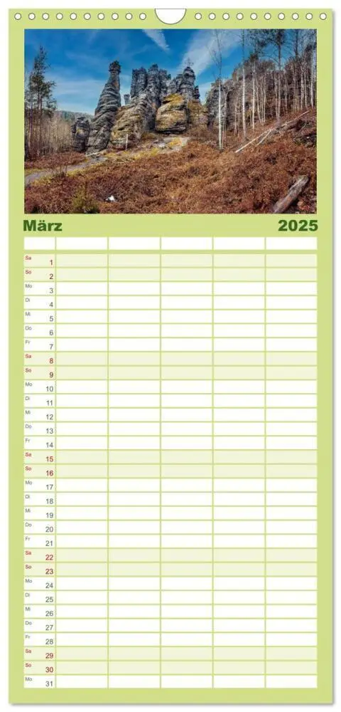 Bild: 9783457092484 | Familienplaner 2025 - Naturparadies Sächsische Schweiz mit 5...