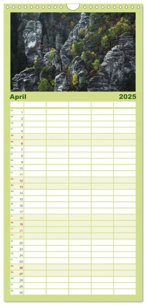 Bild: 9783457092484 | Familienplaner 2025 - Naturparadies Sächsische Schweiz mit 5...