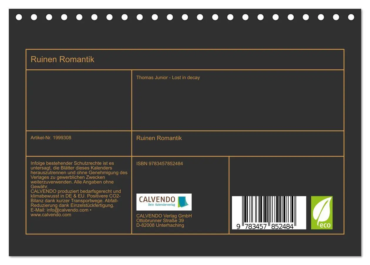 Bild: 9783457852484 | Ruinen Romantik (Tischkalender 2026 DIN A5 quer), CALVENDO...