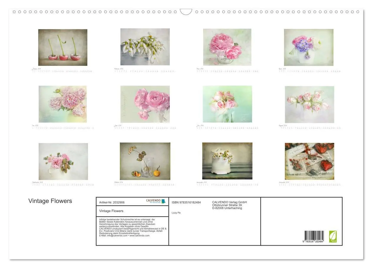 Bild: 9783516182484 | Vintage Flowers (Wandkalender 2026 DIN A2 quer), CALVENDO...