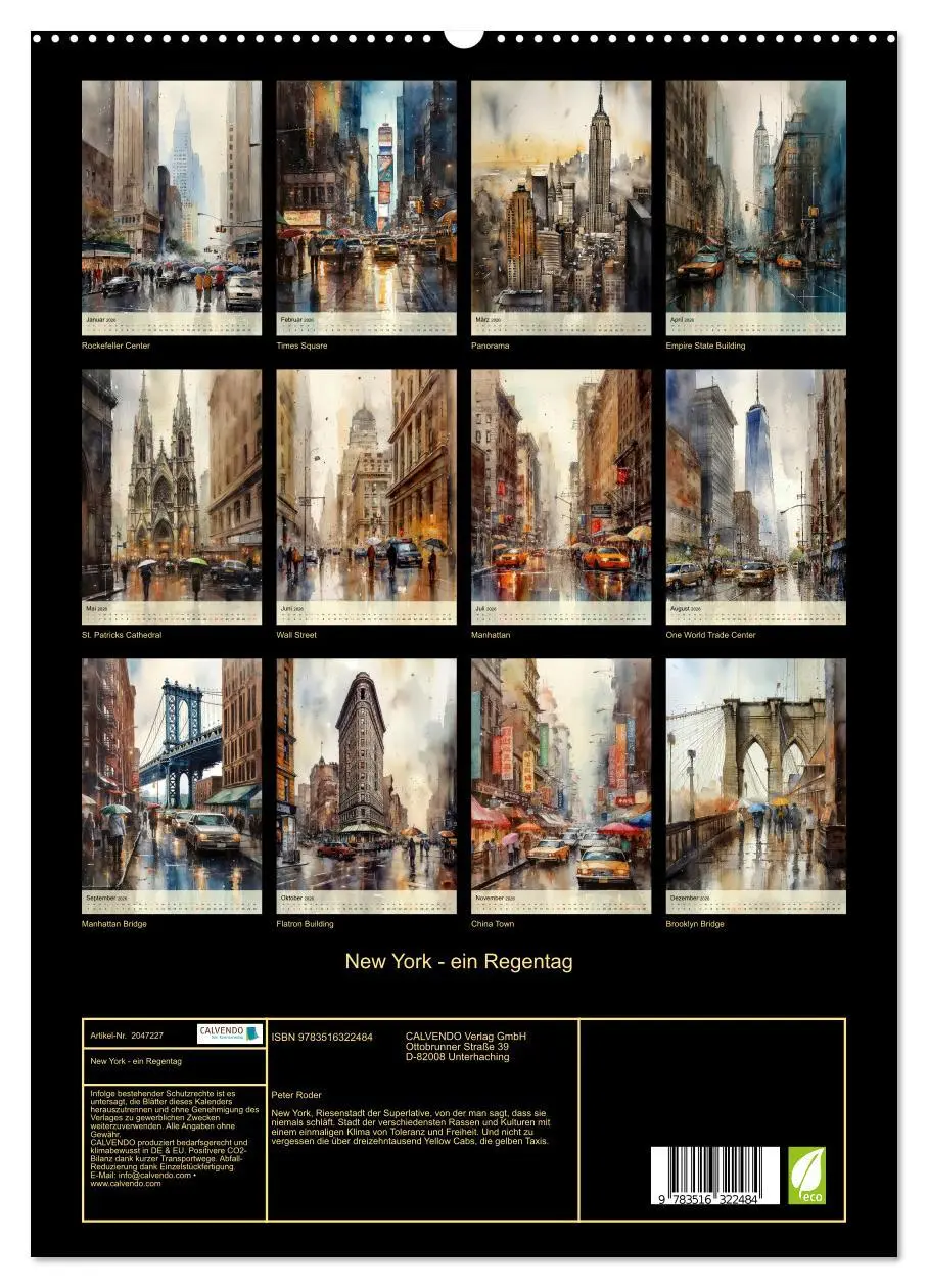 Bild: 9783516322484 | New York - ein Regentag (hochwertiger Premium Wandkalender 2026 DIN...