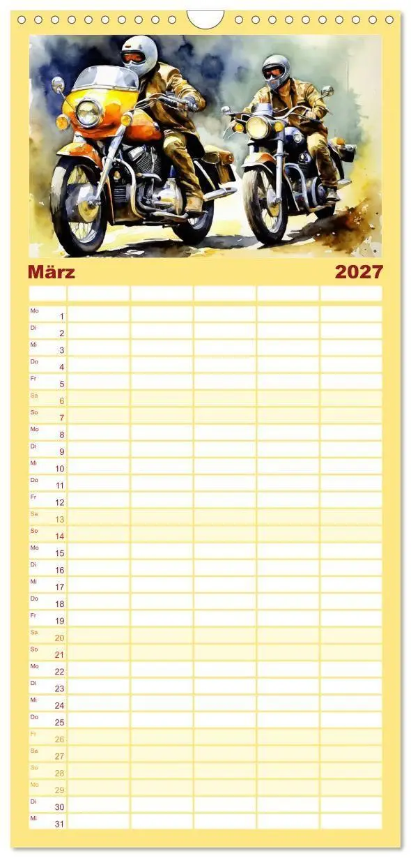 Bild: 9783594302484 | Familienplaner 2027 - Sehnsucht Motorradfahren mit 5 Spalten...