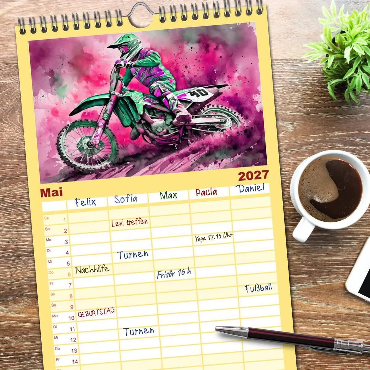 Bild: 9783594302484 | Familienplaner 2027 - Sehnsucht Motorradfahren mit 5 Spalten...