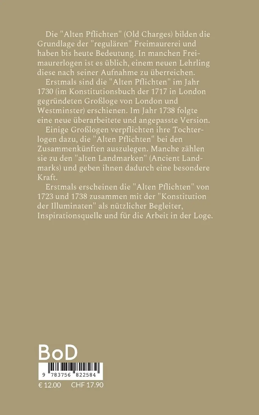 Rückseite: 9783756822584 | Die Alten Pflichten der Freimaurer | Cornelius Rosenberg | Taschenbuch