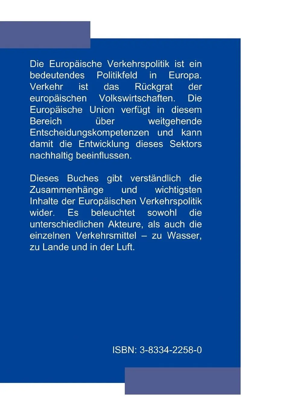 Rückseite: 9783833422584 | Grundkurs Europäische Verkehrspolitik | Lutz Dommel | Taschenbuch