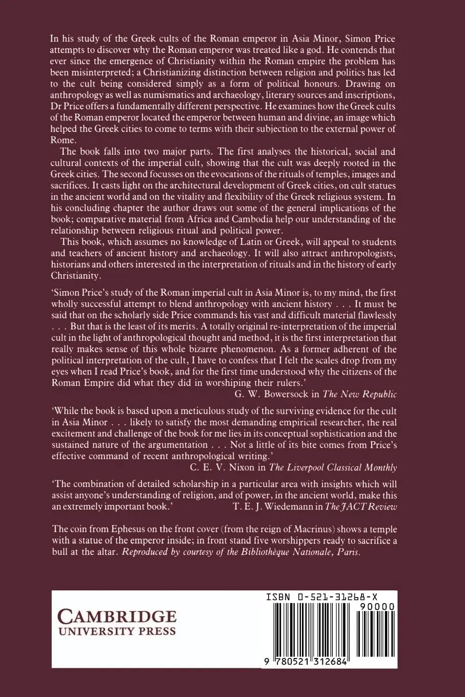 Rückseite: 9780521312684 | Rituals and Power | S. R. Price | Taschenbuch | Englisch | 2002