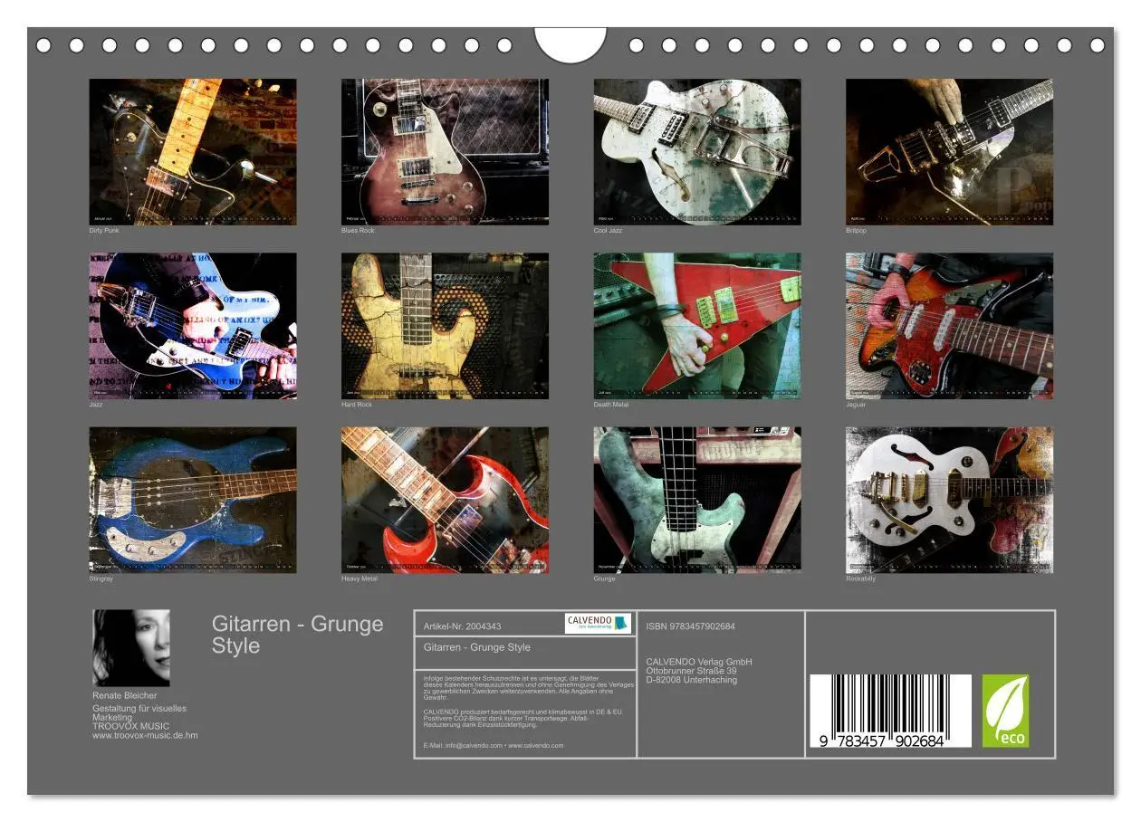 Bild: 9783457902684 | Gitarren - Grunge Style (Wandkalender 2026 DIN A4 quer), CALVENDO...