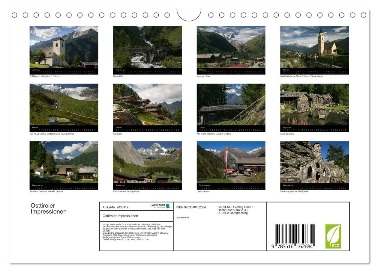 Bild: 9783516162684 | Osttiroler Impressionen (Wandkalender 2026 DIN A4 quer), CALVENDO...