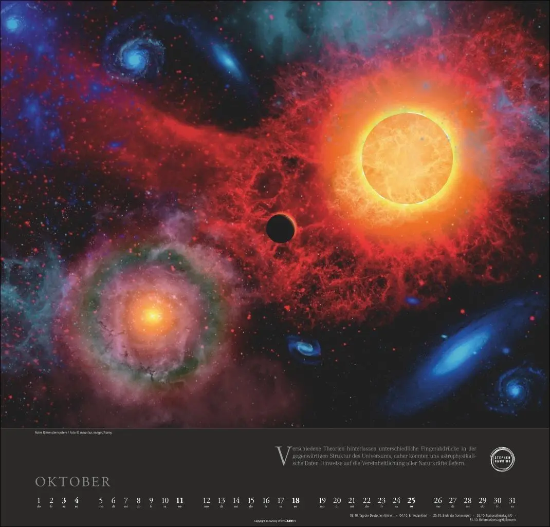Bild: 9783839902684 | Stephen Hawking Kalender 2026 | Kalender | Spiralbindung | 14 S.