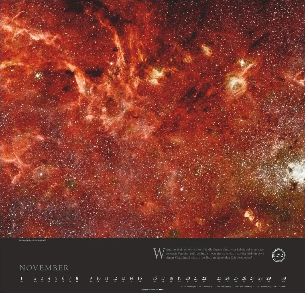 Bild: 9783839902684 | Stephen Hawking Kalender 2026 | Kalender | Spiralbindung | 14 S.