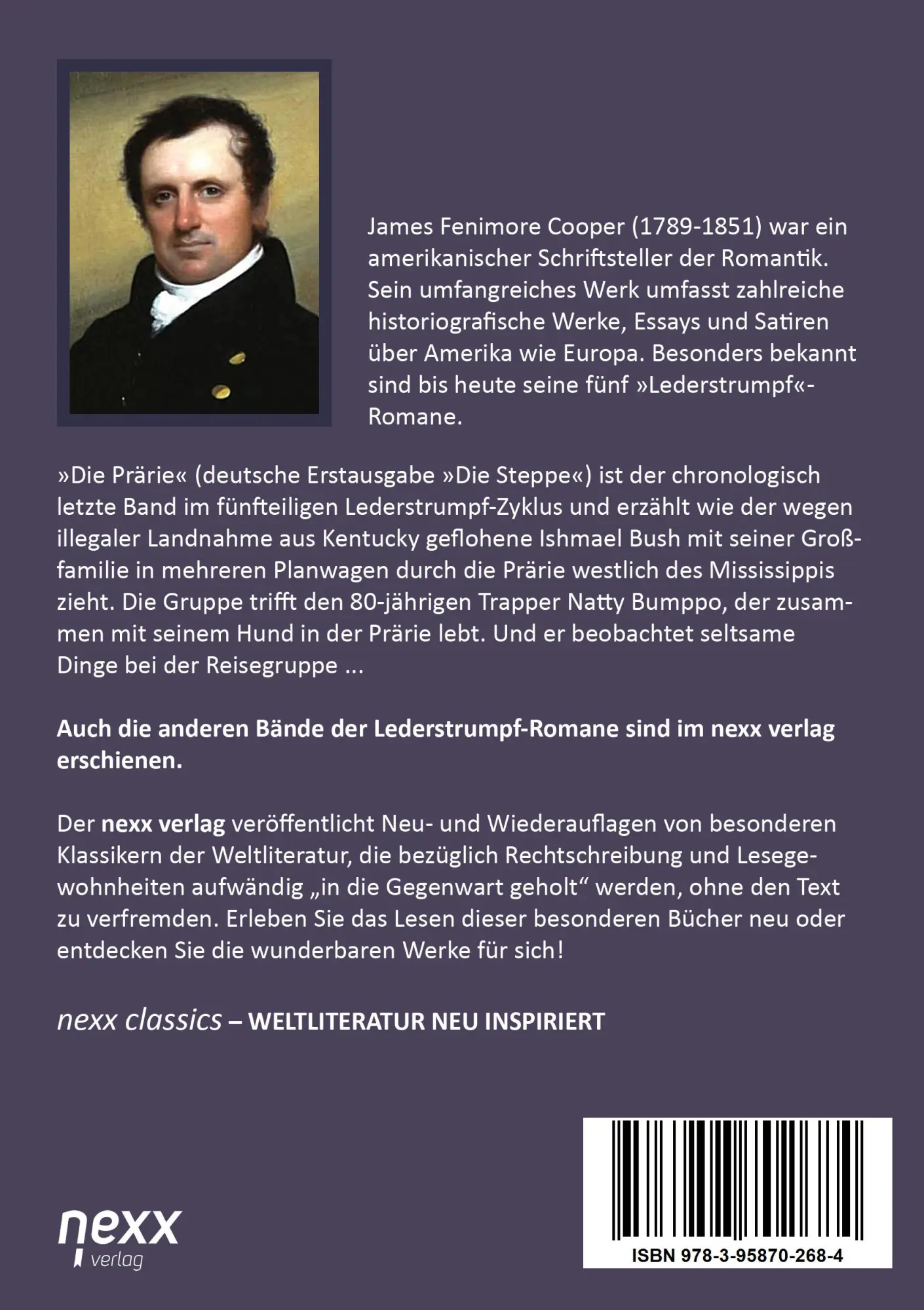 Rückseite: 9783958702684 | Die Prärie (Die Steppe) | James Fenimore Cooper | Taschenbuch | 308 S.