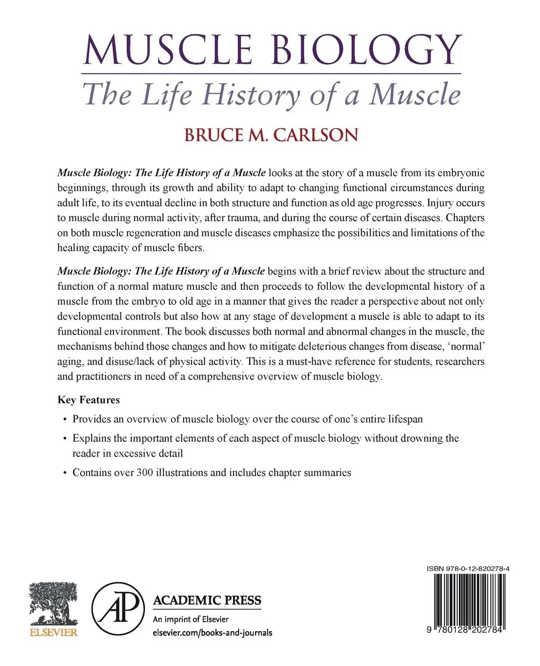 Rückseite: 9780128202784 | Muscle Biology | The Life History of a Muscle | Bruce M. Carlson