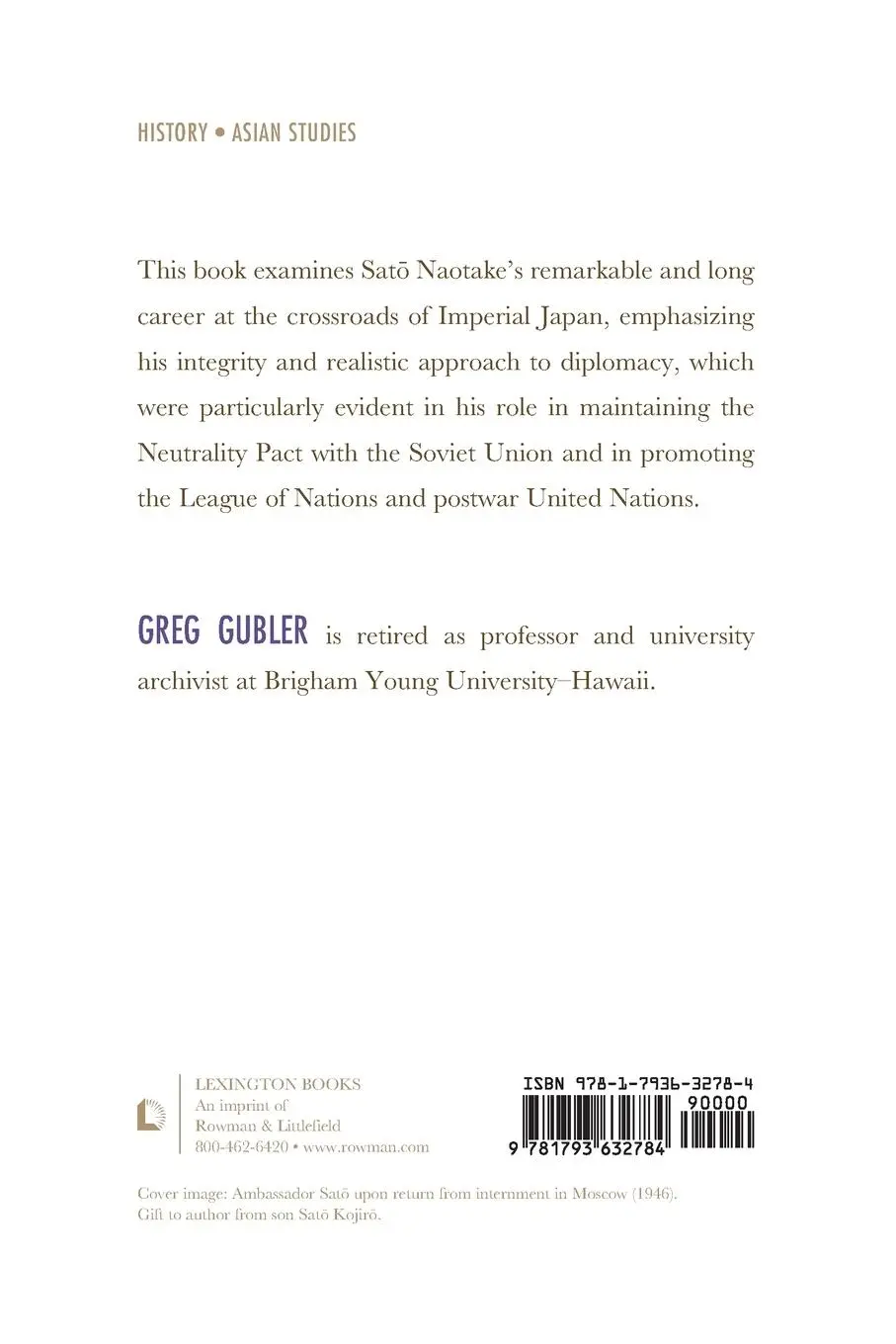 Rückseite: 9781793632784 | Gentleman Samurai and Internationalist | Greg Gubler | Taschenbuch