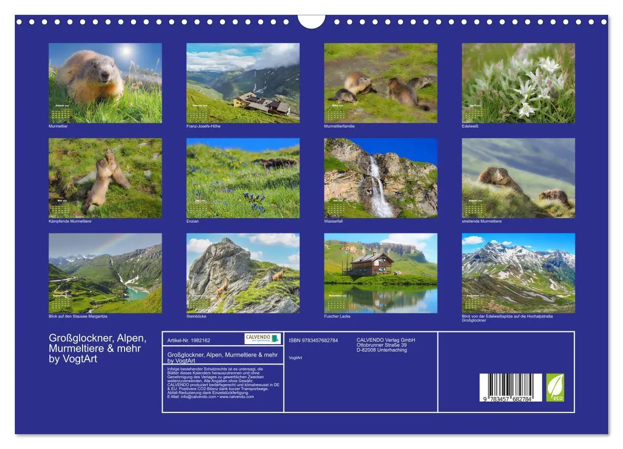 Bild: 9783457682784 | Großglockner, Alpen, Murmeltiere &amp; mehr by VogtArt (Wandkalender...