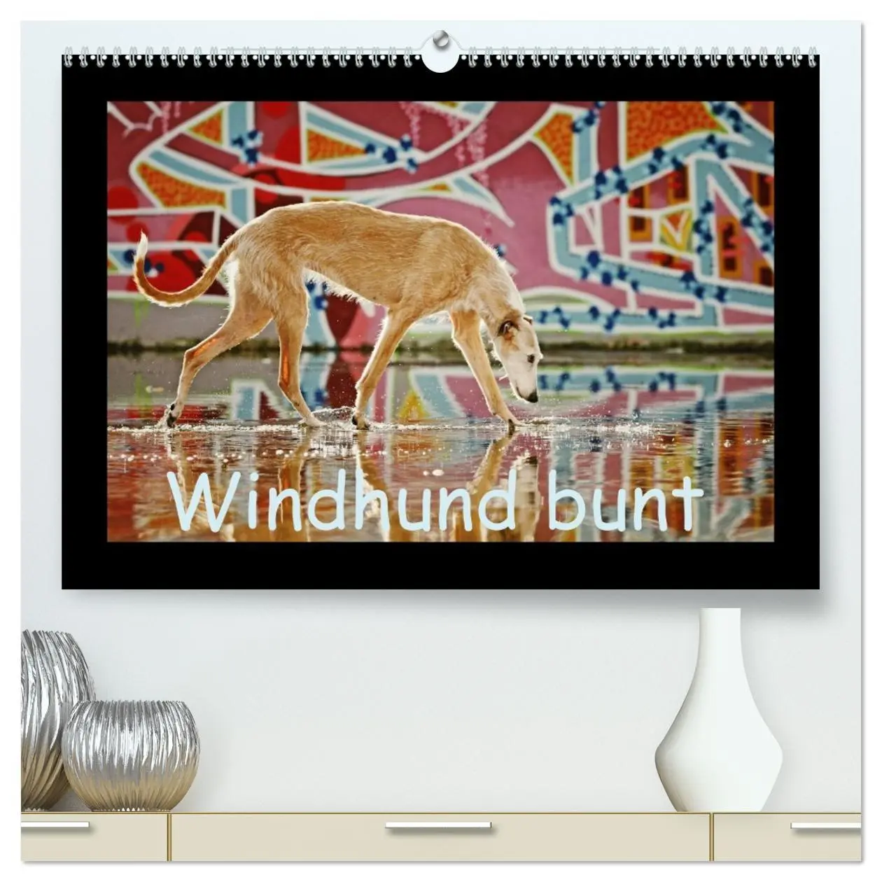 Cover: 9783516082784 | Windhund bunt (hochwertiger Premium Wandkalender 2026 DIN A2 quer),...