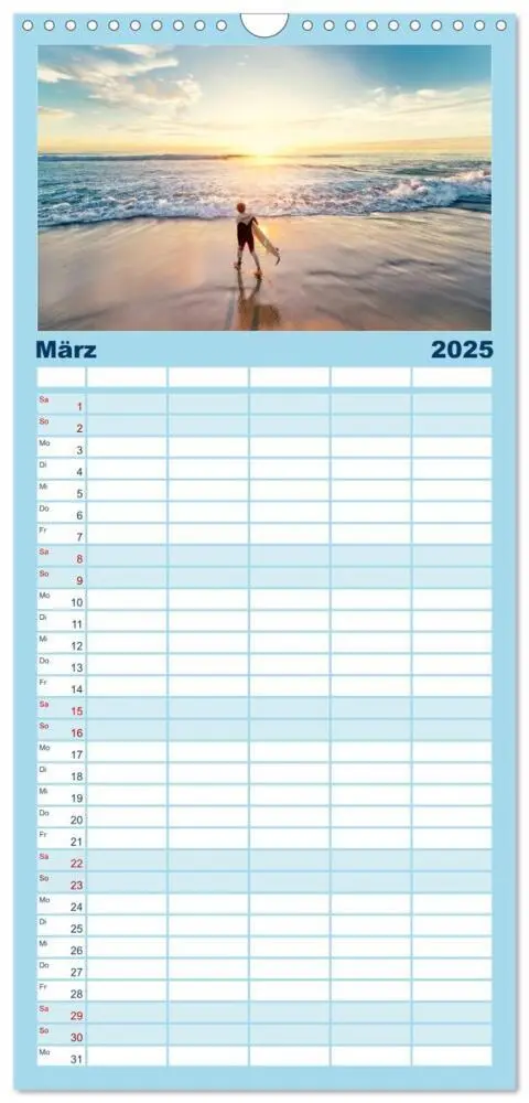 Bild: 9783457122884 | Familienplaner 2025 - Surfen - so cool mit 5 Spalten (Wandkalender,...