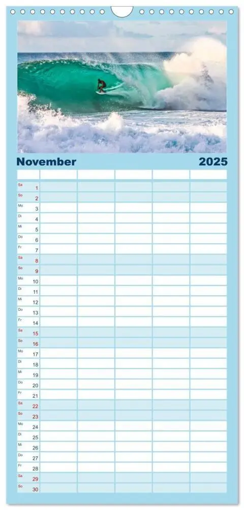 Bild: 9783457122884 | Familienplaner 2025 - Surfen - so cool mit 5 Spalten (Wandkalender,...