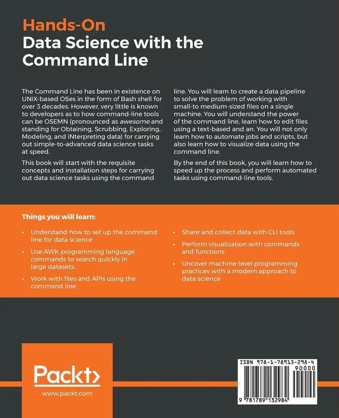 Rückseite: 9781789132984 | Hands-On Data Science with the Command Line | Jason Morris (u. a.)