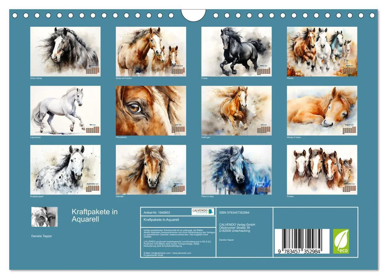 Bild: 9783457352984 | Kraftpakete in Aquarell (Wandkalender 2026 DIN A4 quer), CALVENDO...