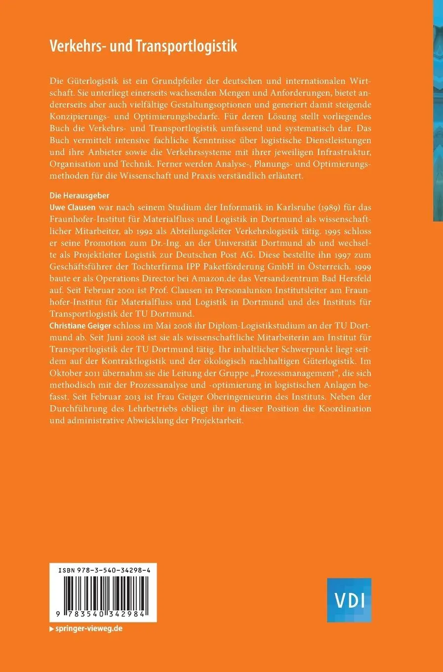 Rückseite: 9783540342984 | Verkehrs- und Transportlogistik | Christiane Geiger (u. a.) | Buch