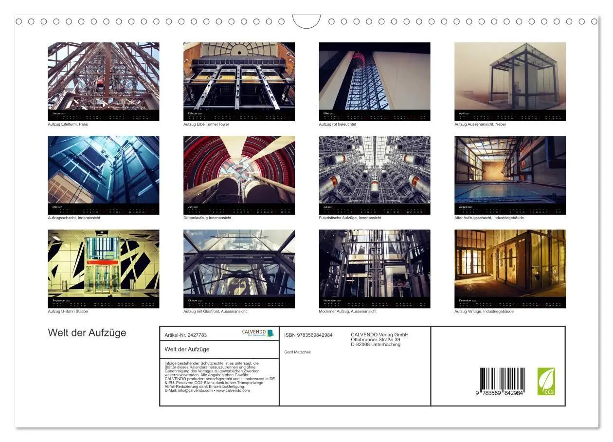 Bild: 9783569842984 | Welt der Aufzüge (Wandkalender 2027 DIN A3 quer), CALVENDO...