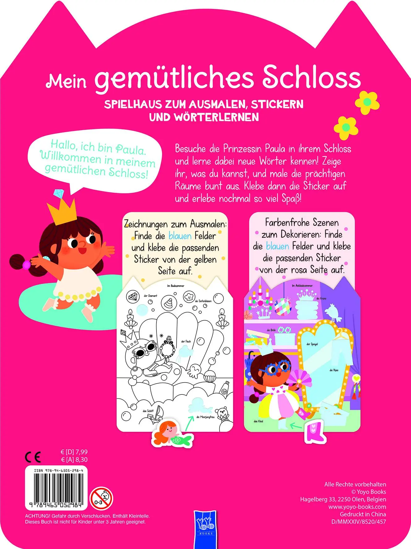 Rückseite: 9789465052984 | Mein gemütliches Schloss - Spielhaus zum Ausmalen, Stickern und...