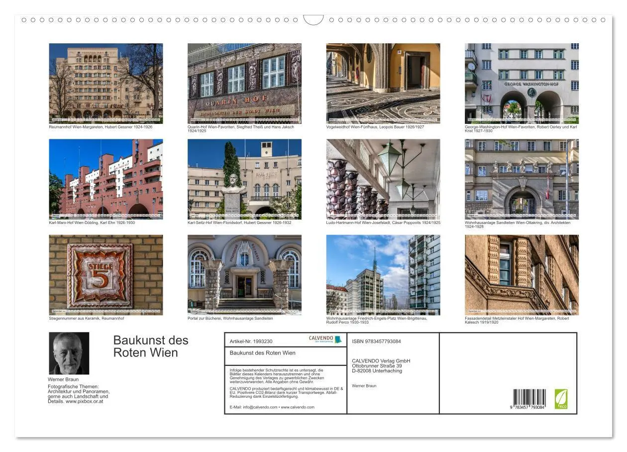 Bild: 9783457793084 | Baukunst des Roten Wien (Wandkalender 2026 DIN A2 quer), CALVENDO...