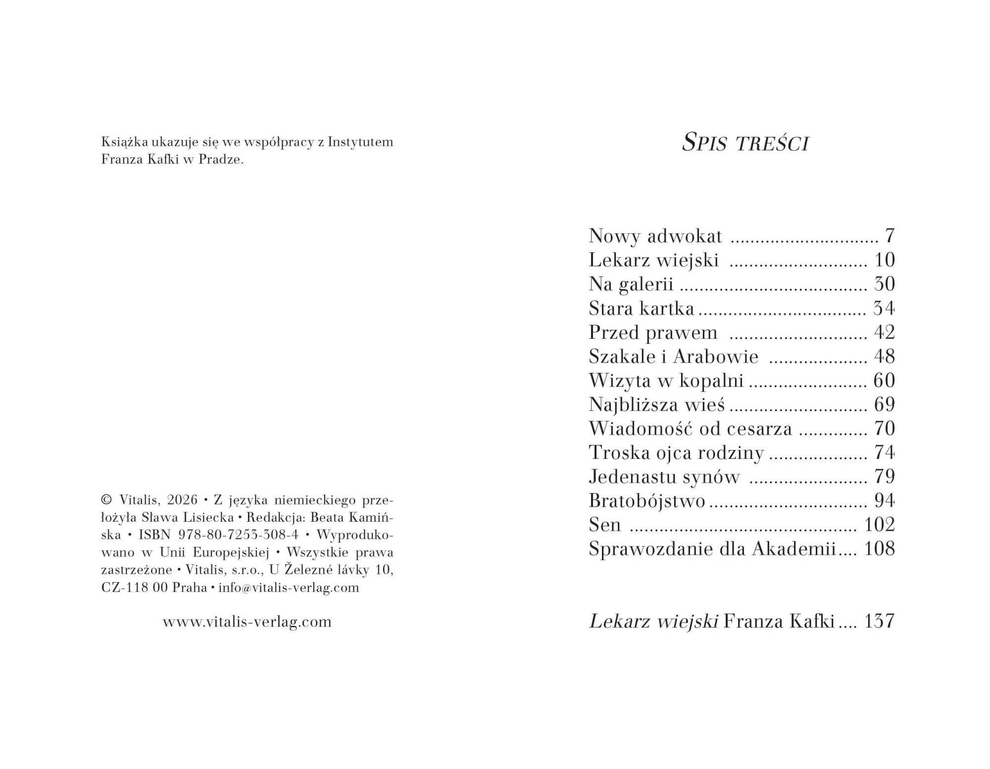Bild: 9788072533084 | Lekarz wiejski (Wydanie praskie) | Opowiadania drobne | Kafka (u. a.)