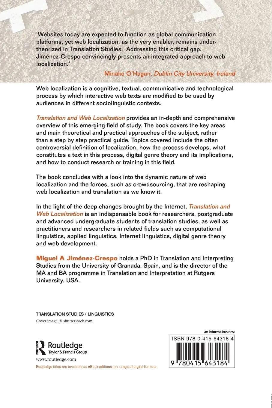 Rückseite: 9780415643184 | Translation and Web Localization | Miguel A. Jimenez-Crespo | Buch