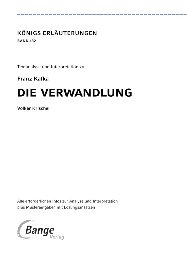Bild: 9783129303184 | Die Verwandlung von Franz Kafka | Textanalyse und Interpretation
