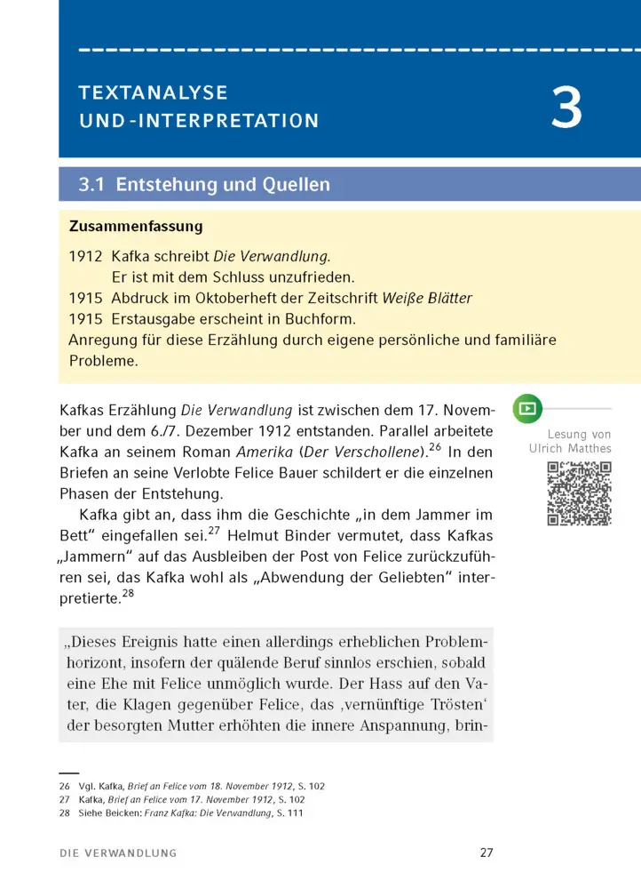 Bild: 9783129303184 | Die Verwandlung von Franz Kafka | Textanalyse und Interpretation