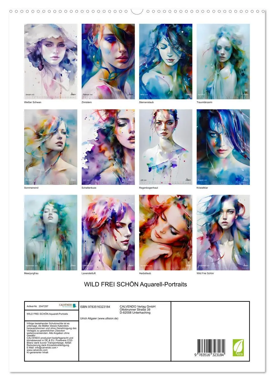 Bild: 9783516323184 | WILD FREI SCHÖN Aquarell-Portraits (hochwertiger Premium...