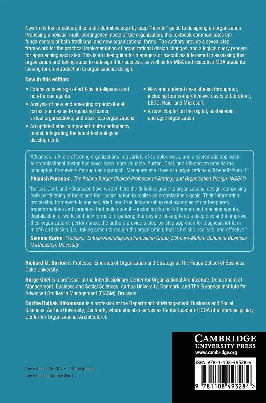 Rückseite: 9781108493284 | Organizational Design | Richard M. Burton (u. a.) | Buch | Englisch