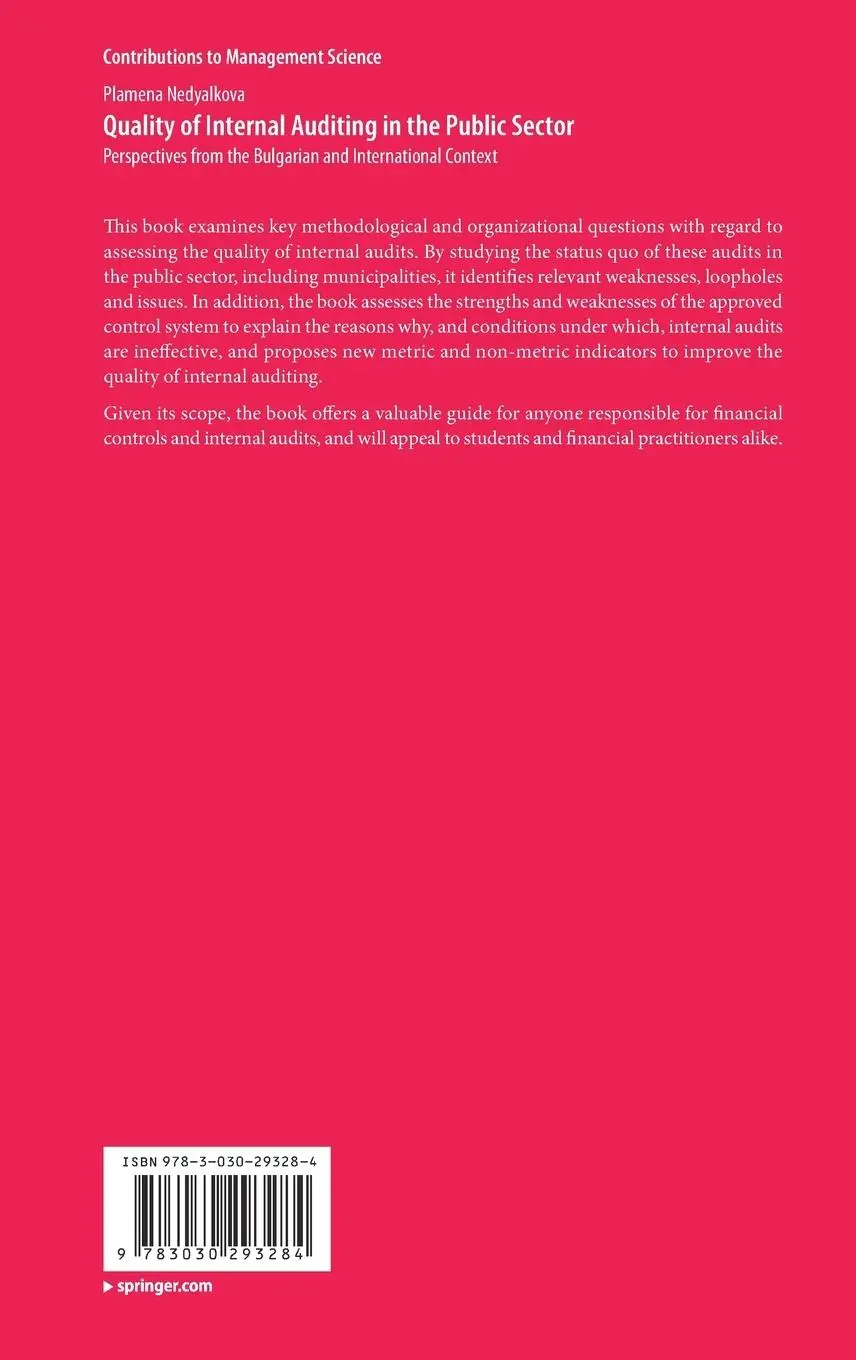Rückseite: 9783030293284 | Quality of Internal Auditing in the Public Sector | Plamena Nedyalkova