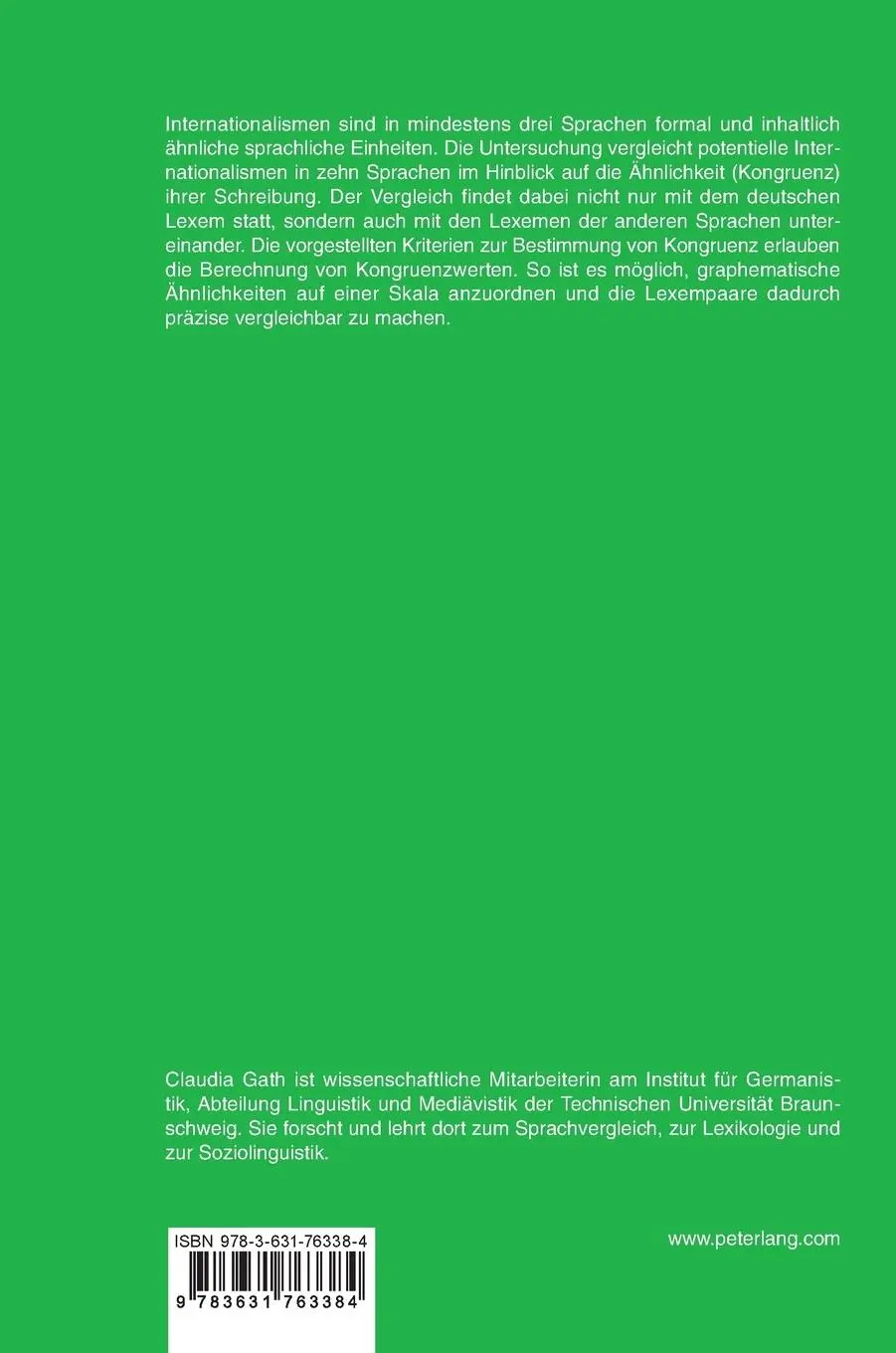 Rückseite: 9783631763384 | Internationalismen | Claudia Gath | Buch | Gebunden | Deutsch | 2019