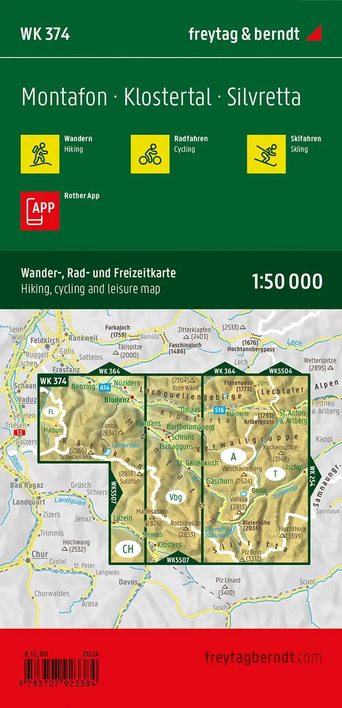 Rückseite: 9783707923384 | freytag &amp; berndt Wanderkarte WK 374 Montafon, Klostertal -...