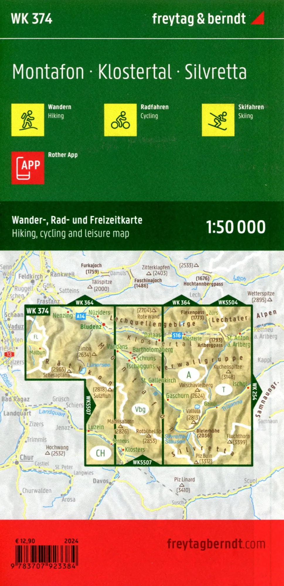 Bild: 9783707923384 | freytag &amp; berndt Wanderkarte WK 374 Montafon, Klostertal -...