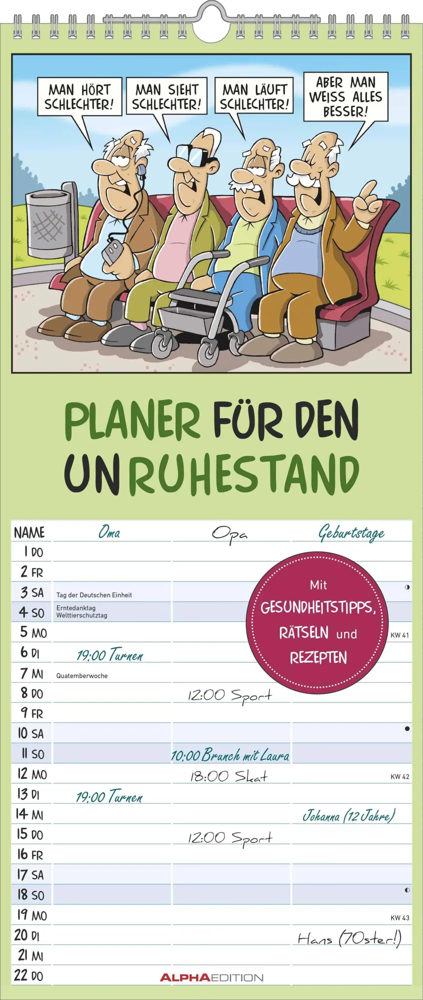 Cover: 4069095003484 | Planer für den Unruhestand 2026 - Familien-Planer 19,5x45 cm - mit...